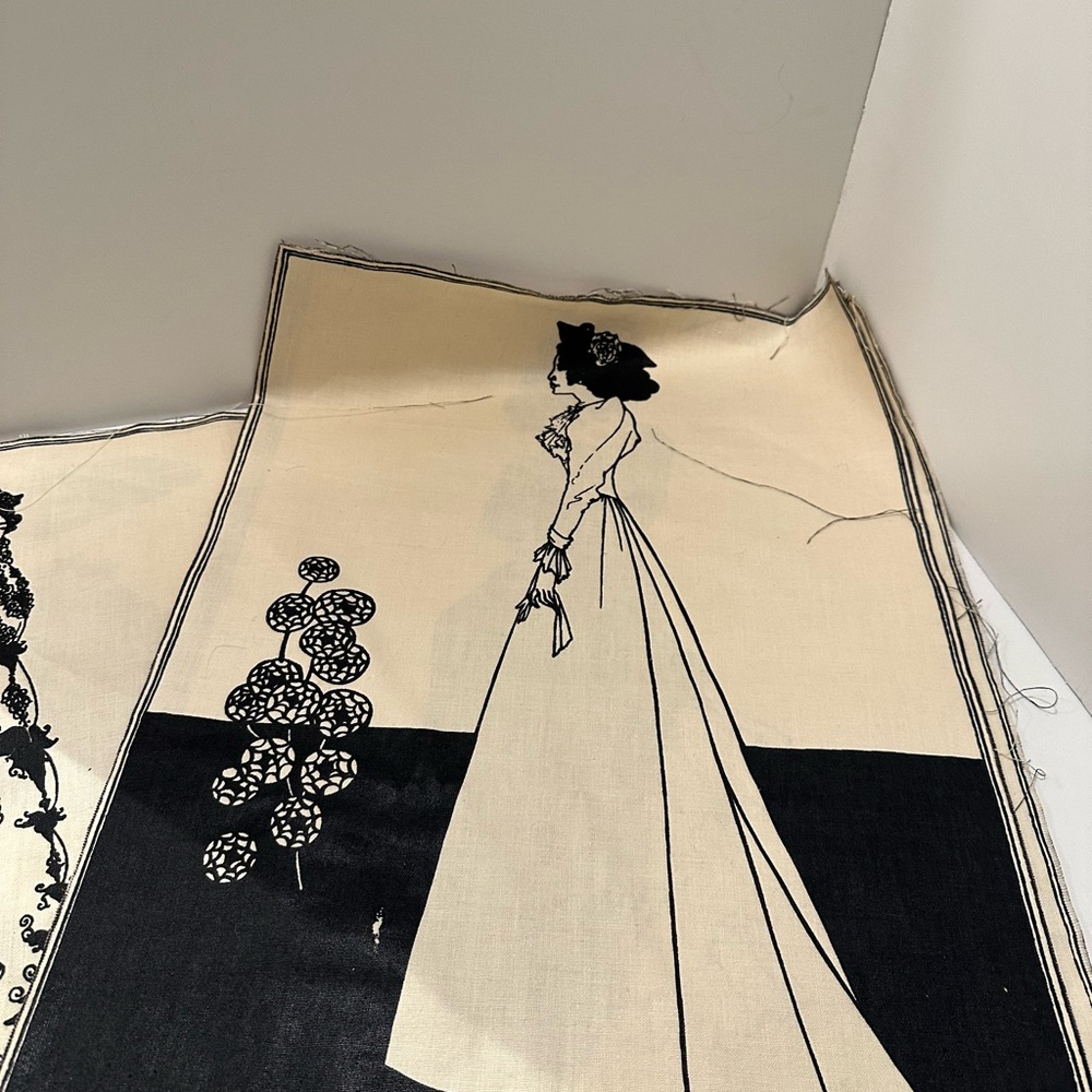 5 Vintage Aubrey Beardsley Art Nouveau Bloomcraft Fabric panels - Picture 8 of 8